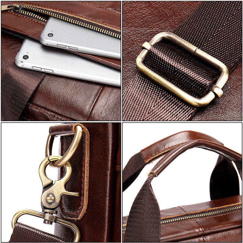 Leather Retro Casual Briefcase Light Business – Image 3