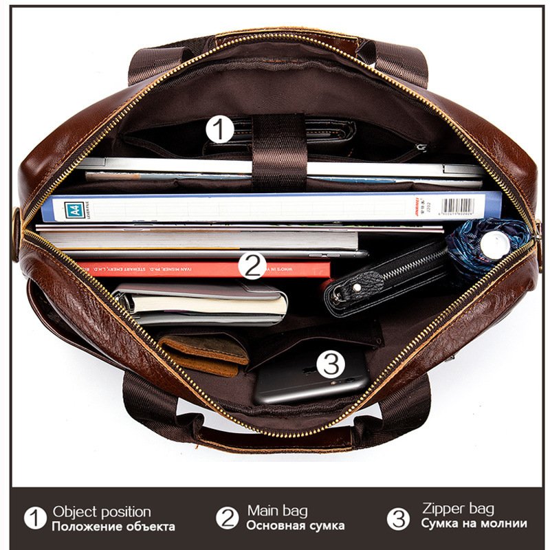 Leather Retro Casual Briefcase Light Business – Image 2